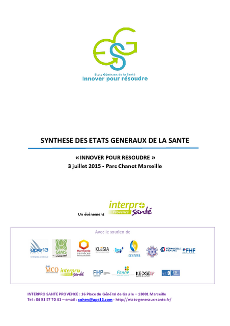 Synthèse des Etats généraux de la santé 2015